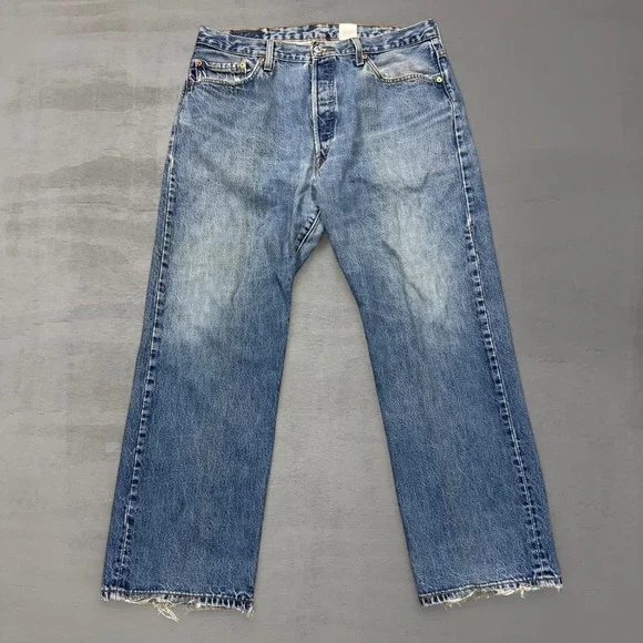 Vintage Levi's 501xx Original Fit Jeans Blue Distressed Denim 36 x 28 - Picture 1 of 9